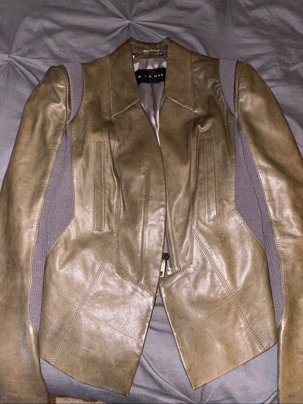 Michaa green leather jacket